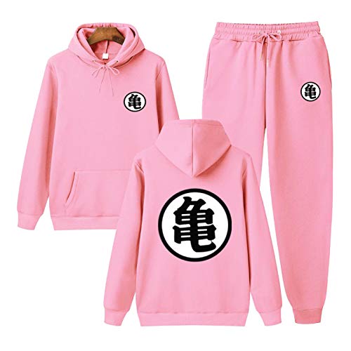 MGTUPK Goku-Figur Pop 2-teilige Outfits Herren- und Damen-Langarm-Kleidung Sweatsuit Kid Goku-Figur Pink L von MGTUPK