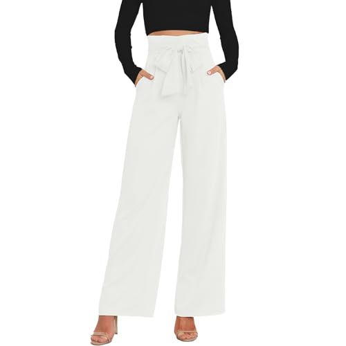 MGizo DtiSpectrum Damen Anzughose mit Weitem Bein - Elegante Anzughose mit Hoher Taille und Verstellbarem Schleifenknotengürtel, Hose mit Geradem Bein und Tasche für Business und Freizeit MGizo DtiSpectrum Damen Anzughose mit Weitem Bein - Elegante Anzughose mit Hoher Taille und Verstellbarem Schleifenknotengürtel, Hose mit Geradem Bein und Tasche für Business und Freizeit von MGizo DtiSpectrum