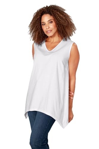 MIAMODA Damen große Größen Übergrößen Plus Size Longtop, Zipfelsaum weiß 42 202473209-42 von MIAMODA