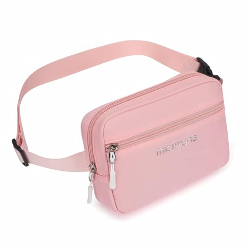 MICHTUNE Gürteltasche für Damen, 5 Reißverschlusstaschen, Nylon, Umhängetasche, Bauchtasche, Pink, Casual MICHTUNE Gürteltasche für Damen, 5 Reißverschlusstaschen, Nylon, Umhängetasche, Bauchtasche, Pink, Casual von MICHTUNE
