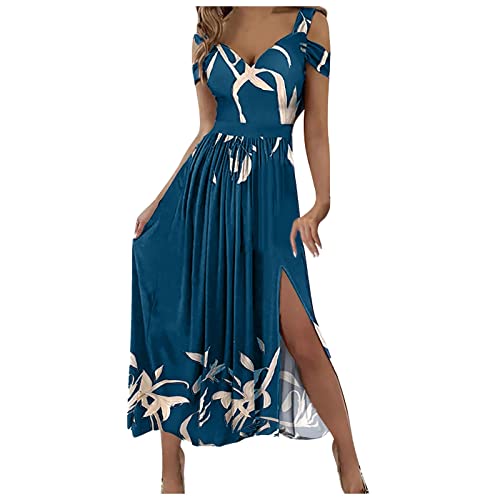 Jumpsuit Damen Elegant,Kleider Damen Hochzeit Gast Kleider Boho Style Kleider Grosse Grössen Damen Festlich Stola Abendkleid Rose Schicke Kleider Damen Festlich Maxi(1-Marine,S) von MICKURY