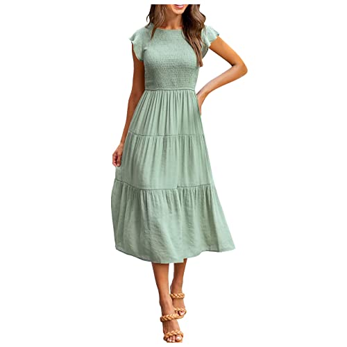 Reifrock Brautkleid,Glitzer Kleid Damen Damen Kleider Festlich Hochzeit Türkisch Mode Frauen Casual Mid Länge Kleid Boho Ärmel A-Linie Langes Kleider Strick Kleider(Mintgrün-2,S) von MICKURY