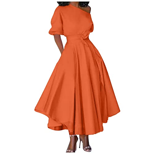 Rock mit Unterrock Spitzen brautkleid polokleid Schwarze Brautkleider Abendkleider Knielang lala Berlin Kleid Strandkleidung pakistanische Kleider Damen Empire Kleid Ausgehkleider(Orange,X-Large) von MICKURY