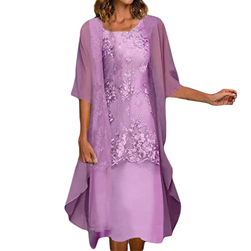 Sommerkleid ernstings Family Kleider Kleider größe 48 hemdkleid Damen Bleistift Rock brautkleid Strand Kleider größe 46 abtanzballkleider maxikleid dunkelblaue Kleider etuikleid Damen(Purple-e,XXL) von MICKURY