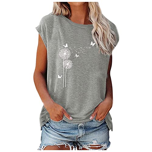 Tops Damen sexy,sommerhemden Damen Kurzarm,Regenbogen t Shirt,Basic top,Shirt,t Shirt Mountain, t Shirt,Kurzarm Hemden Damen,Damen Tops Sommer(D-Grau,XXL) von MICKURY