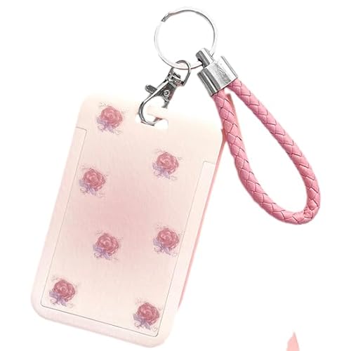 MIEDEON Blumen Photokardhalter 2 PCS Elegant Kartenabdeckung Süß Kartenhalter Schlüsselbund Für Mädchen Busskartenschutz Schutzhülle (Rosa A,4.3X2.7In) von MIEDEON