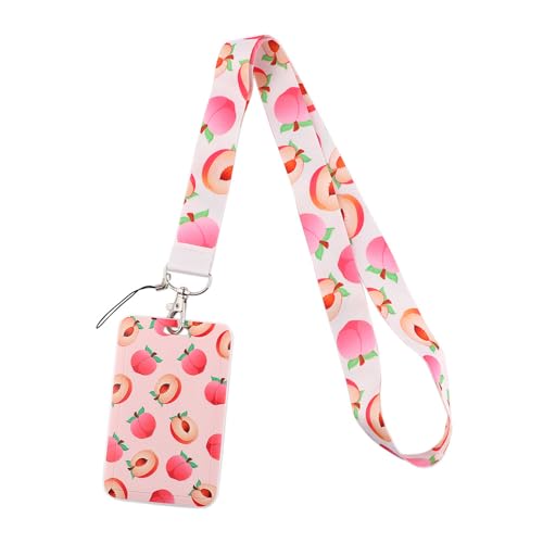 MIEDEON Dekorationskartenschutz Niedlich Kartenhalter mit Lanyard Kartenabdeckung 2 Pcs Busskartenschutz Kreative Kartenhüllen Obstmotiv (Rosa A,4.3X2.7In) von MIEDEON