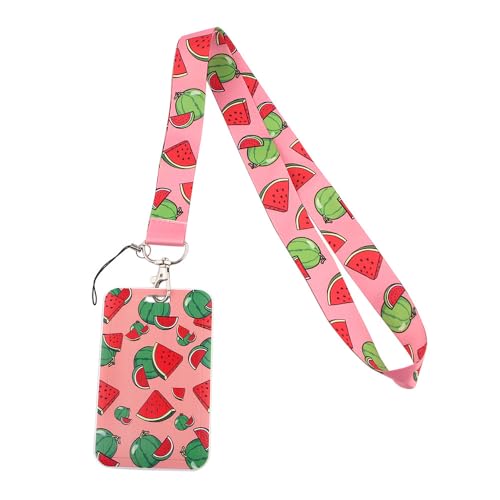 MIEDEON Dekorationskartenschutz Niedlich Kartenhalter mit Lanyard Kartenabdeckung 2 Pcs Busskartenschutz Kreative Kartenhüllen Obstmotiv (Rosa B,4.3X2.7In) von MIEDEON