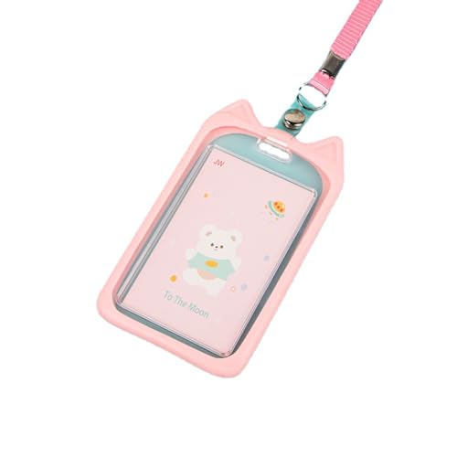 MIEDEON Kinder Schule Photokardhalter 2 Packung Id -kartenabdeckung Niedlich Abdeckung Hülle für Karten Abdeckung Hanging Card Cover (Rosa,5.5X2.8In) von MIEDEON