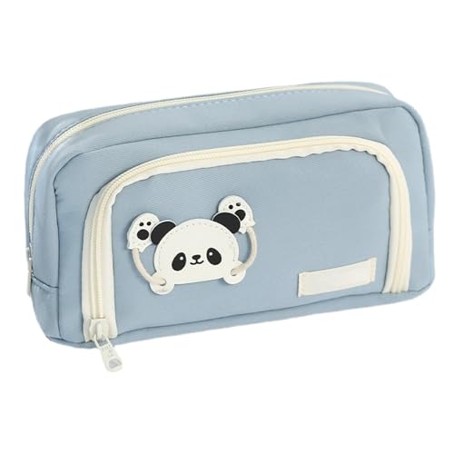 MIEDEON Kreativ Schreibwarentasche Stiftetasche Cartoon Panda Federmäppchen Große Aufbewahrung Bleistifttasche Niedlich Kinder Unisex Geschenk (Blau,8.2X3.1X4.7In) von MIEDEON