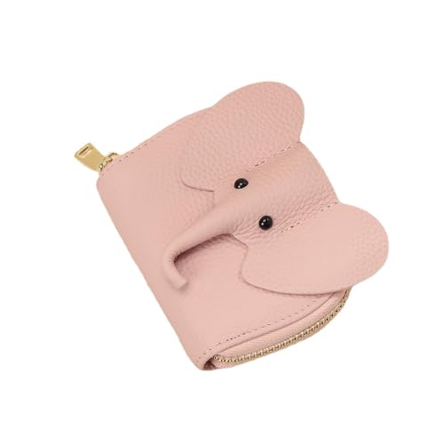 MIEDEON Mehrere Fächer Kartentasche Elefanten Geldtasche Klein Geldbörsen Leder Geldtasche Cartoon Id -kartenabdeckung Mode Schutzhüllen (Rosa,4.3X1.5In) von MIEDEON