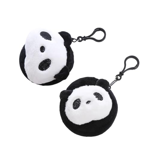 MIEDEON Münzgeldbeutel Panda Münztaschen Cartoon Münzgeldbörse 2 Pack Geldtasche Klein Geldbörse Kinder Mädchen Jungen Rucksackanhänger (Panda,3.9In) von MIEDEON