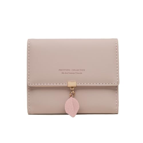 MIEDEON PU Leder Geldtasche Elegant Damen Münztasche Mode Geldbörsen RFID Blockierung Brieftaschen mit Laub Klein Handtasche (Rosa,4.5X3.7In) von MIEDEON