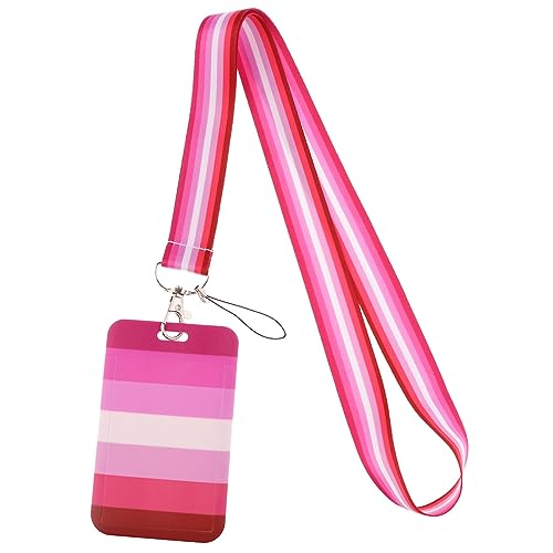 MIEDEON Schutzhüllen Id -kartenabdeckung mit Lanyard 2 PCS Kartenabdeckung Studenten Kreative Kartenhüllen Niedlich Busskartenschutz (Rosa,4.3X2.7In) von MIEDEON