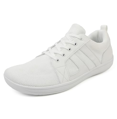 MIEHUIAI Herren Barfußschuhe Damen Breite Barfuss Schuhe Barfussschuhe Leicht Atmungsaktiv Fitnessschuhe Walkingschuhe Zero Drop Sohle Sneakers(8815 Weiß,39EU) von MIEHUIAI