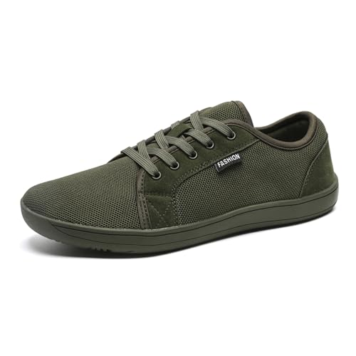 MIEHUIAI Herren Barfußschuhe Damen Breite Barfuss Schuhe Barfussschuhe Leicht Atmungsaktiv Fitnessschuhe Walkingschuhe Zero Drop Sohle Sneakers(8885 Grün,46EU) von MIEHUIAI