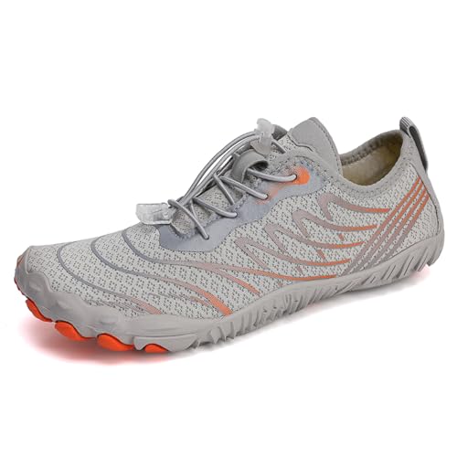 MIEHUIAI Unisex Barfußschuhe Damen Badeschuhe Herren Wasserschuhe Barfussschuhe Sommer rutschfeste Aquaschuhe Atmungsaktiv Schwimmschuhe Leicht Schnell Trocknend Fitnessschuhe(906 Grau,40EU) von MIEHUIAI