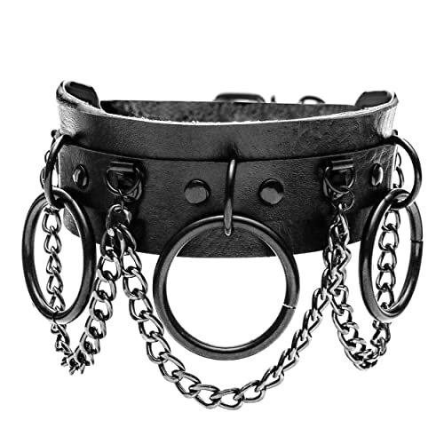 MILAKOO Choker Halskette für Damen Leder Choker Halskette aus schwarzem PU-Leder von MILAKOO