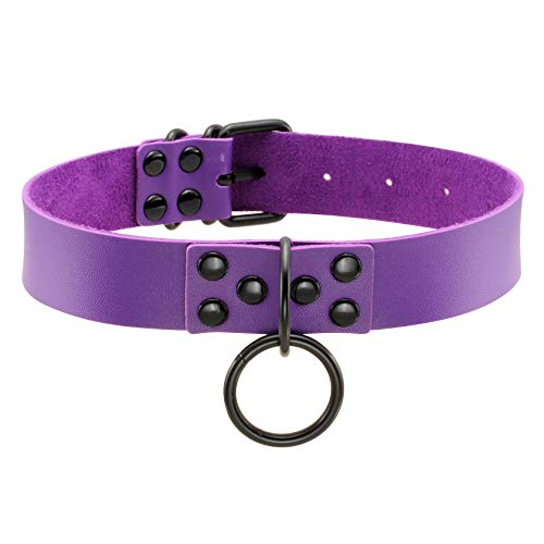 MILAKOO Lila Gothic Punk PU Leder Choker Halskette Kragen O-Ring Kragen für Männer Frauen von MILAKOO