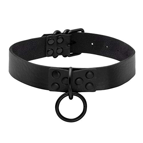 MILAKOO Punk Goth Lederhalsband Choker Halskette (Schwarz) für Männer Frauen von MILAKOO