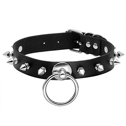 MILAKOO O Ring Punk Goth Metall Spike Nieten Leder Kragen Halskette Nieten Halsreifen für Frauen von MILAKOO