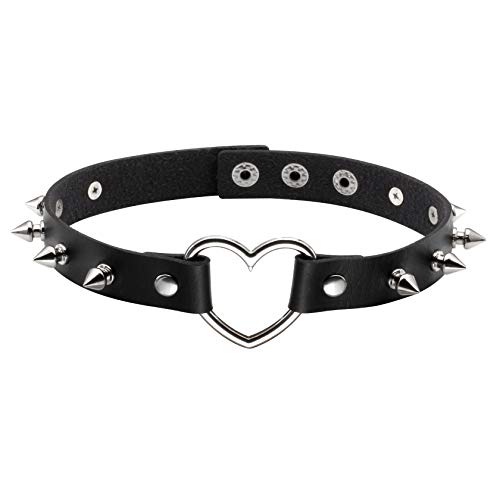 MILAKOO Punk Style Liebesherz PU Leder Kragenchoker Halskette Akzent versetzt von MILAKOO