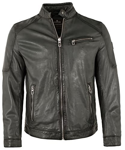 MILESTONE - Herren Echtleder Lederjacke Lammnappa Aschgrau Größe 58 von MILESTONE