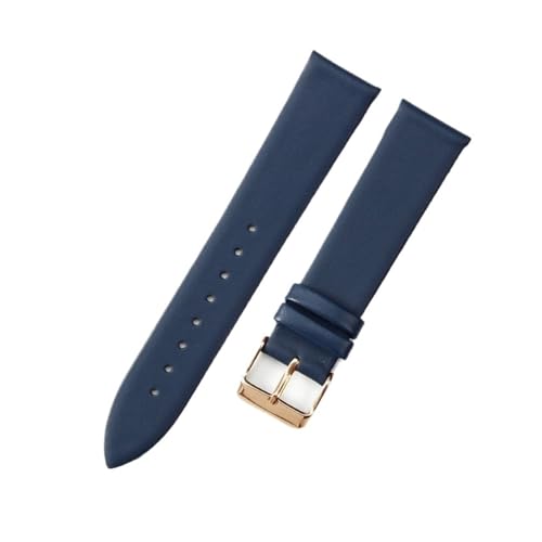 Jeniko Echtes Leder, Ultradünn, Weich, Kompatibel Mit DW, Kompatibel Mit CK, Kompatibel Mit Longines, Herren Und Damen, Blau, Weiß, Braun, Uhrenzubehör, Armband, Uhrenarmband ( Color : Blue-rose-K1 , von MILNBJK