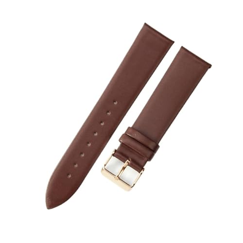 Jeniko Echtes Leder, Ultradünn, Weich, Kompatibel Mit DW, Kompatibel Mit CK, Kompatibel Mit Longines, Herren Und Damen, Blau, Weiß, Braun, Uhrenzubehör, Armband, Uhrenarmband ( Color : Coffee-rose-K1 von MILNBJK