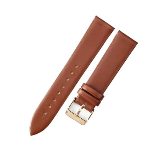 Jeniko Echtes Leder, Ultradünn, Weich, Kompatibel Mit DW, Kompatibel Mit CK, Kompatibel Mit Longines, Herren Und Damen, Blau, Weiß, Braun, Uhrenzubehör, Armband, Uhrenarmband ( Color : L-brown-rose-K1 von MILNBJK