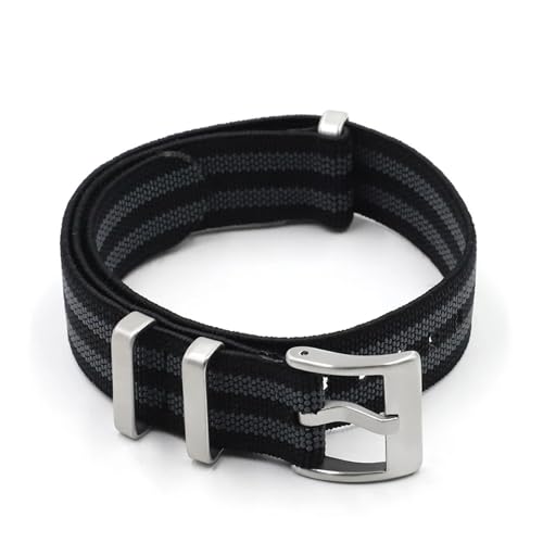 Jeniko Französische Truppen-Fallschirmtasche For Herren, For Nylon-Elastikgürtel, Uhrenarmband, 18 Mm, 20 Mm, 22 Mm, Uhrenarmband, Silberne Schnalle ( Color : 3Black-2Gray , Size : 22mm Silver Buckle von MILNBJK