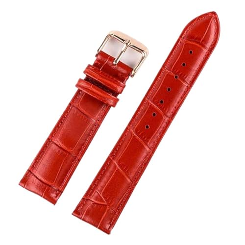 Jeniko Lederarmband For Herren Und Damen, 12 Mm, 14 Mm, 16 Mm, 18 Mm, Lila, Grün, Weiß, Rot, Lederarmband, Uhrenzubehör (Color : Red rose buckle, Size : 13mm) von MILNBJK