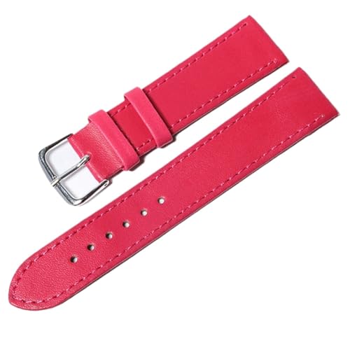 MILNBJK Jeniko 10 Farben Armband Uhr Leder Uhrenarmband 12mm 14mm 16mm 18mm 20mm 22mm 24mm Kompatibel mit Damen Herren Uhrenarmbändern Einfarbige Uhrengürtel(Color:Hot Pink,Size:16mm) von MILNBJK