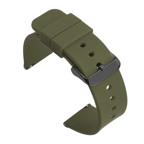 MILNBJK Jeniko 12mm 14mm 16mm 18mm 19mm 20mm 21mm 22mm 24mm Silikon Ersatz Uhrenarmband Gummi Sport Armband Armband (Color : Army Green black BK, Size : 18mm) von MILNBJK