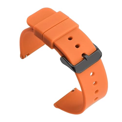 MILNBJK Jeniko 12mm 14mm 16mm 18mm 19mm 20mm 21mm 22mm 24mm Silikon Ersatz Uhrenarmband Gummi Sport Armband Armband (Color : Orange black buckle, Size : 14mm) von MILNBJK
