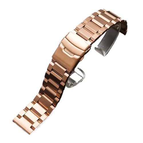 MILNBJK Jeniko 18 19 20 21 22mm 23mm 24mm 25mm Massives Edelstahlarmband Uhrenarmband Metallfaltschließe Ersatzband Uhrenzubehör (Color : Rose gold, Size : 18mm) von MILNBJK