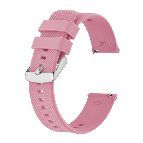 MILNBJK Jeniko Armband 18 Mm ~ 22 Mm Silikon-Uhrenarmband For Herren Und Damen, Ersatzband, Gummi-Armband, Rostfreie Schnalle (Color : Pink-silver, Size : 19mm) von MILNBJK