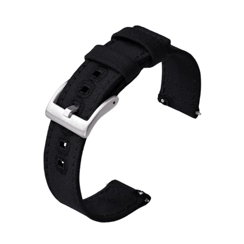 MILNBJK Jeniko Canvas Quick Release Nylon Uhrenarmbänder 20mm 22mm Ersatz-Uhrenarmband for Männer Frauen (Color : Black1, Size : 20mm) von MILNBJK