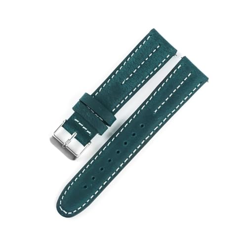 MILNBJK Jeniko Crazy Horse Echtleder Uhrenarmband 20mm 22mm Rindsleder Herren Damen Uhrenarmband Kompatibel Mit Panerai(Color:Cyan,Size:22mm) von MILNBJK