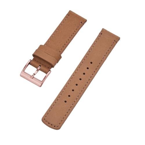 MILNBJK Jeniko Echtes Leder Uhrenarmbänder 20mm 22mm Uhrenarmband Dornschließe Schnellverschluss Handgelenk Gürtel Armband (Color : Khaki Rose Gold, Size : 20mm) von MILNBJK