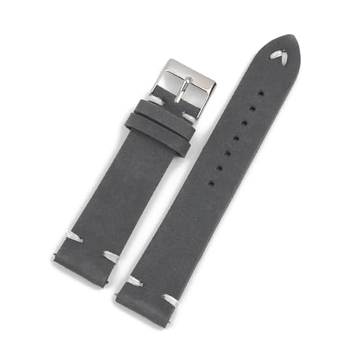 MILNBJK Jeniko Echtes Leder-Uhrenarmband, 18–22 Mm, Edelstahl-Schnalle, Nubuk-Uhrenarmbänder, Armband-Zubehör For Herren-Armbanduhren(Color:Gray,Size:18mm) von MILNBJK