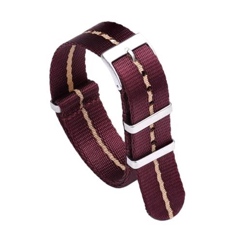 MILNBJK Jeniko Glattes Nylonband 20 Mm 22 Mm Armband Dornschließe Sicherheitsgurt Uhrenarmbänder For Herrenuhrenzubehör (Color : Red-Khaki, Size : 20mm) von MILNBJK