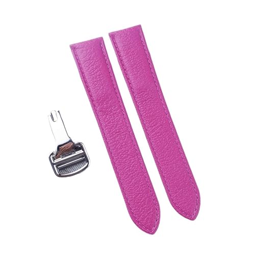 MILNBJK Jeniko Handgefertigtes Schnellverschluss-Lederarmband Aus Ziegenleder, Kompatibel Mit Der Cartier Tank London Herren-Damenuhr (Color : Rose purple, Size : 14) von MILNBJK