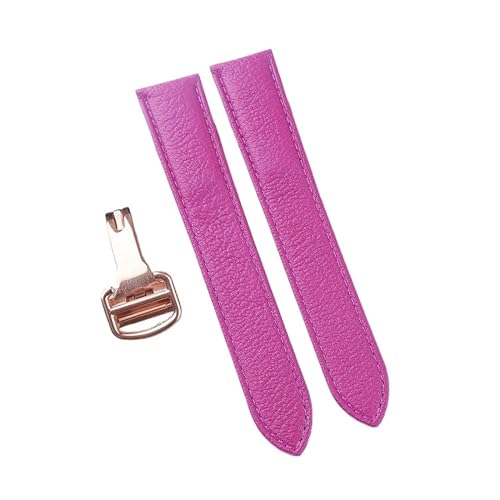 MILNBJK Jeniko Handgefertigtes Schnellverschluss-Lederarmband Aus Ziegenleder, Kompatibel Mit Der Cartier Tank London Herren-Damenuhr (Color : Rose purple rose, Size : 15) von MILNBJK