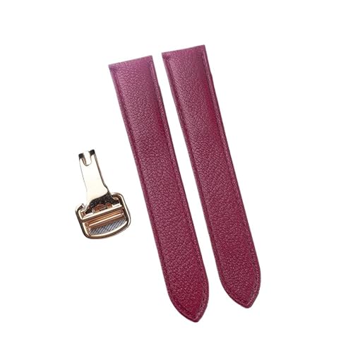 MILNBJK Jeniko Handgefertigtes Schnellverschluss-Lederarmband Aus Ziegenleder, Kompatibel Mit Der Cartier Tank London Herren-Damenuhr (Color : Wine red gold, Size : 16) von MILNBJK