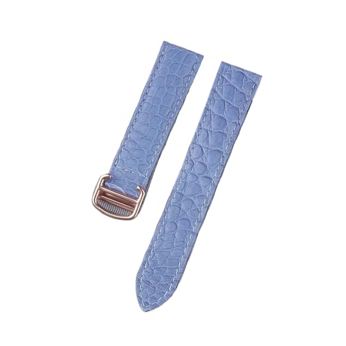 MILNBJK Jeniko Krokodilleder-Uhrenarmband, kompatibel mit Tank London Solo, Herren-Damen-Leder-Uhrenarmband, 16 mm, 17 mm, 18 mm, 19 mm, 20 mm (Color : Haze blue rose, Size : 14) von MILNBJK