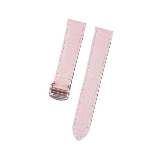 MILNBJK Jeniko Krokodilleder-Uhrenarmband, kompatibel mit Tank London Solo, Herren-Damen-Leder-Uhrenarmband, 16 mm, 17 mm, 18 mm, 19 mm, 20 mm (Color : Pink rose buckle, Size : 13) von MILNBJK