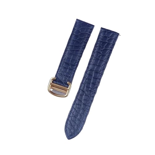 MILNBJK Jeniko Krokodilleder-Uhrenarmband, kompatibel mit Tank London Solo, Herren-Damen-Leder-Uhrenarmband, 16 mm, 17 mm, 18 mm, 19 mm, 20 mm (Color : Royal blue gold, Size : 18) von MILNBJK