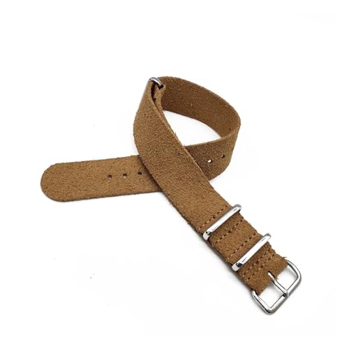 MILNBJK Jeniko Leder-Vintage-Armbänder, 20 Mm, 22 Mm, Wildleder-Uhrenarmbänder, Ersatz For Uhrenzubehör (Color : Khaki, Size : 20mm) von MILNBJK