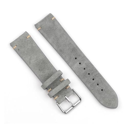 MILNBJK Jeniko Lederarmband 18mm 20mm 22mm 24mm Vintage Handgefertigtes Näharmband For Herren Damen Uhrenersatz(Color:Gray no wire,Size:20mm) von MILNBJK